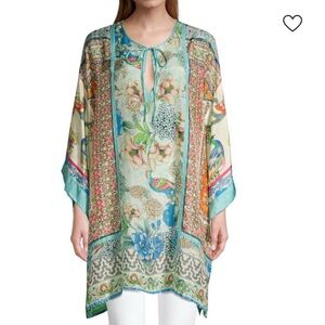 NWT $355 Johnny Was Bayhill Silk Kimono Tunic Boho Artsy L  AA09